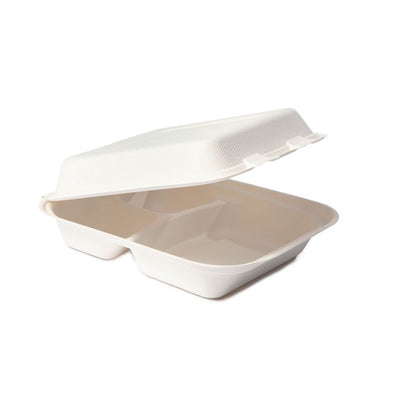 3 Compartment Biodegradable Hinged Container (All Sizes)