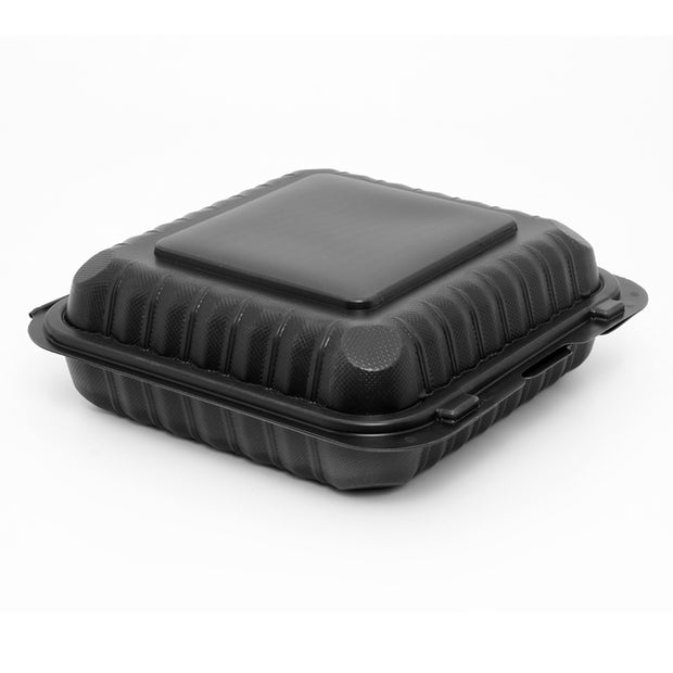 Black Biodegradable Hinged container (3 compartment)