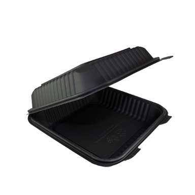 Black Biodegradable Hinged Container (1 compartment)