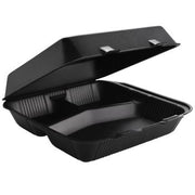 Black 3-compartment Foam Hinged Container (All Sizes)