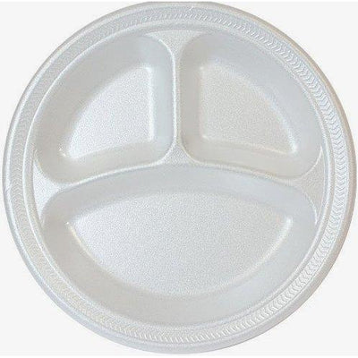 White Foam Plates (3 compartment)
